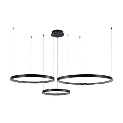 57W LED hanglamp - (40x60x80cm), 4000K, kristal acryl binnen, zwarte behuizing