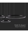 57W LED hanglamp - (40x60x80cm), 4000K, kristal acryl binnen, zwarte behuizing
