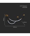 20W LED pendellamp / plafondlamp, L100x60cm - 2500lm, zwart en goud, IP20, incl. lichtbron