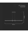 19W LED pendellamp - 80cm, zwart, 2160lm, incl. lichtbron