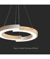 32W LED designer pendellamp - Ø43cm, wit met houtdetails, 3000K, 4000lm