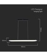24W LED pendel, 80x100cm - 3000lm, zwarte behuizing, 120 graden, incl. lichtbron
