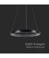 19W LED pendel met kristal acryl, Ø40cm - Zwart, 3000K, 2160lm, IP20 binnenshuis