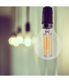 E14 6W LED kogellamp - P45, filament, helder glas, 600lm