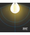 E14 6W LED kogellamp - P45, filament, helder glas