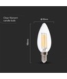 E14 6W LED kaarslamp - Filament, helder glas, 800lm, 133lm/W