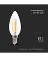 E14 6W LED kaarslamp - Filament, helder glas, 800lm, 133lm/W