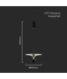 9W LED pendellamp / hanglamp - 4000K, 1000lm, zwart/goud, 30x320cm, incl. lichtbron