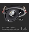 20W LED COB Inbouwspot - 3-in-1 Zwarte behuizing