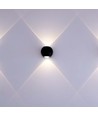 2W ronde 2-weg wandlamp - IP54, zwart, up/down licht, 3000K, incl. lichtbron