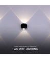 2W ronde 2-weg wandlamp - IP54, zwart, up/down licht, 3000K, incl. lichtbron