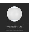 2W wandlamp met up/down licht - IP54, wit, 3000K, aluminium, incl. lichtbron