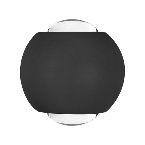 2W LED COB wandlamp, up/down licht - IP54, zwart aluminium, 4000K, 4,2 x 4 cm