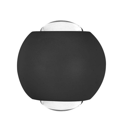 2W LED COB wandlamp, up/down licht - IP54, zwart aluminium, 4000K, 4,2 x 4 cm