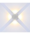 4W ronde LED wandlamp met 4 lichtstralen - IP54, wit, 3000K, 4-weg licht, modern design