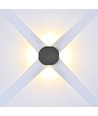 4W ronde 4-weg LED wandlamp - Zwart, IP54, COB LED, warm wit, incl. lichtbron