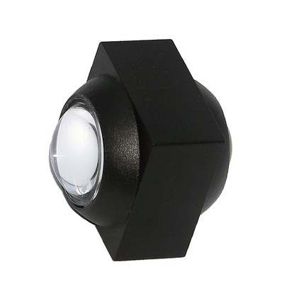 2W LED wandlamp met up/down licht - IP54, zwart, COB LED, 4000K, 4x4x4cm