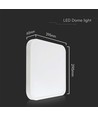 24W LED plafondlamp, 30x30cm - Vierkant, witte rand, IP44, 4000K, incl. lichtbron
