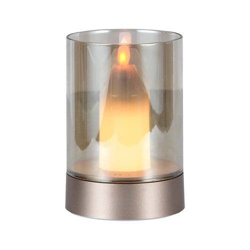 2W LED oplaadbare tafellamp met sensor - Champagne goud, amber glas, 3000K, 360 graden, bewegingssensor