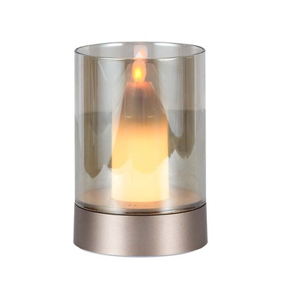 2W LED oplaadbare tafellamp met sensor - Champagne goud, amber glas, 3000K, 360 graden, bewegingssensor