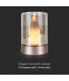 2W LED oplaadbare tafellamp met sensor - Champagne goud, amber glas, 3000K, 360 graden, bewegingssensor