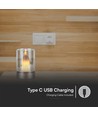 2W LED oplaadbare tafellamp met sensor - Champagne goud, amber glas, 3000K, 360 graden, bewegingssensor