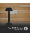 1W oplaadbare LED tafellamp, 3-in-1 CCT - 5V, 1800mAh, zwart, Ø9,5 x 22,5 cm