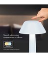 1W LED tafellamp - D95x225, 3-in-1, wit, Huis