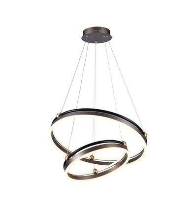 50W LED designer hanglamp - Double ring, koffiebruin, 5850lm, 3000K
