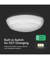 320mm 8W/16W/20W LED bulkhead - Samsung LED chip, IP65, IK08, 3-in-1 CCT, rond, witte rand