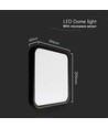 18W LED Koepellamp - Bewegingssensor, 4000K, Vierkant, Zwarte Rand, IP44