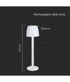 3W oplaadbare LED tafellamp, touch dimbaar - 310lm, 3000K, zwart/transparant, hoogte 37cm