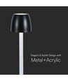 3W oplaadbare LED tafellamp, touch dimbaar - 3000K, 1800mAh, zwart, DC 5V