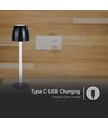 3W oplaadbare LED tafellamp, touch dimbaar - 3000K, 1800mAh, zwart, DC 5V