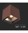 9W Wandlamp op zonne-energie - IP65, 4000K, Cortenkleurig, COB, PIR-sensor
