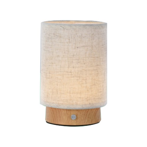 V-Tac oplaadbare tafellamp - Touch dimbaar, houtafwerking, beige kap
