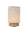 V-Tac oplaadbare tafellamp - Touch dimbaar, houtafwerking, beige kap