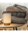 V-Tac oplaadbare tafellamp - Touch dimbaar, houtafwerking, beige kap