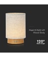 V-Tac oplaadbare tafellamp - Touch dimbaar, houtafwerking, beige kap