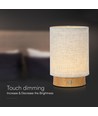 V-Tac oplaadbare tafellamp - Touch dimbaar, houtafwerking, beige kap
