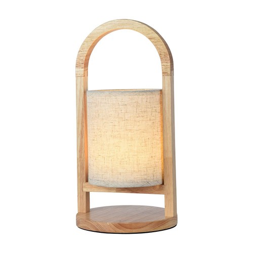 1,5W oplaadbare LED tafellamp - Touch dimbaar, 5V, beige met houten handvat, 3000K