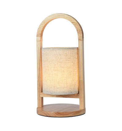 1,5W oplaadbare LED tafellamp - Touch dimbaar, 5V, beige met houten handvat, 3000K