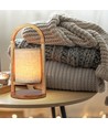 1,5W oplaadbare LED tafellamp - Touch dimbaar, 5V, beige met houten handvat, 3000K