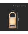 1,5W oplaadbare LED tafellamp - Touch dimbaar, 5V, beige met houten handvat, 3000K