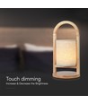 1,5W oplaadbare LED tafellamp - Touch dimbaar, 5V, beige met houten handvat, 3000K