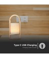 1,5W oplaadbare LED tafellamp - Touch dimbaar, 5V, beige met houten handvat, 3000K