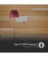 2,7W oplaadbare LED tafellamp, bruin - Touch dimbaar, 3-in-1 CCT, USB-C, 5V DC, hoogte 34cm