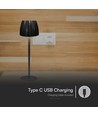 2,7W LED tafellamp, zwart - Touch dimbaar, 3-in-1 CCT, oplaadbaar, USB-C, 10,5 x 34 cm