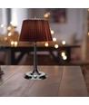 1,5W LED tafellamp, touch dimbaar, bruine kap - CCT, oplaadbaar, chroom, incl. batterij en USB-C