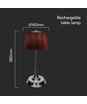 1,5W LED tafellamp, touch dimbaar, bruine kap - CCT, oplaadbaar, chroom, incl. batterij en USB-C